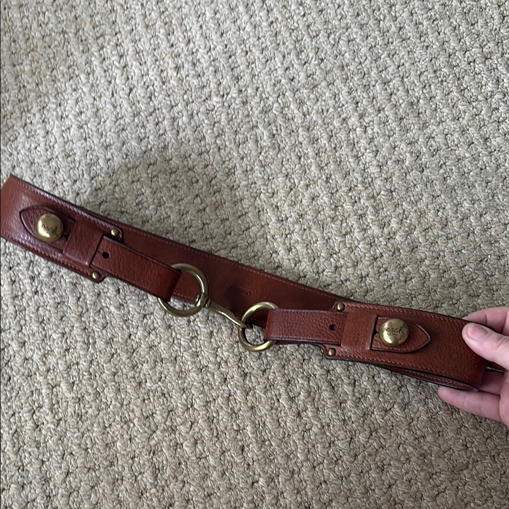 Coach HTF Brown Dog Leash Gold Accent Buckle Belt Size Small